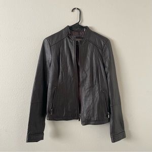 SOLD Dark Brown Black Rivet Genuine Leather Jacket Size M